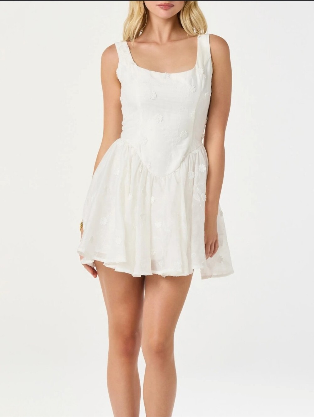 Bdg White Sleeveless Scoop Neck Mini Dress